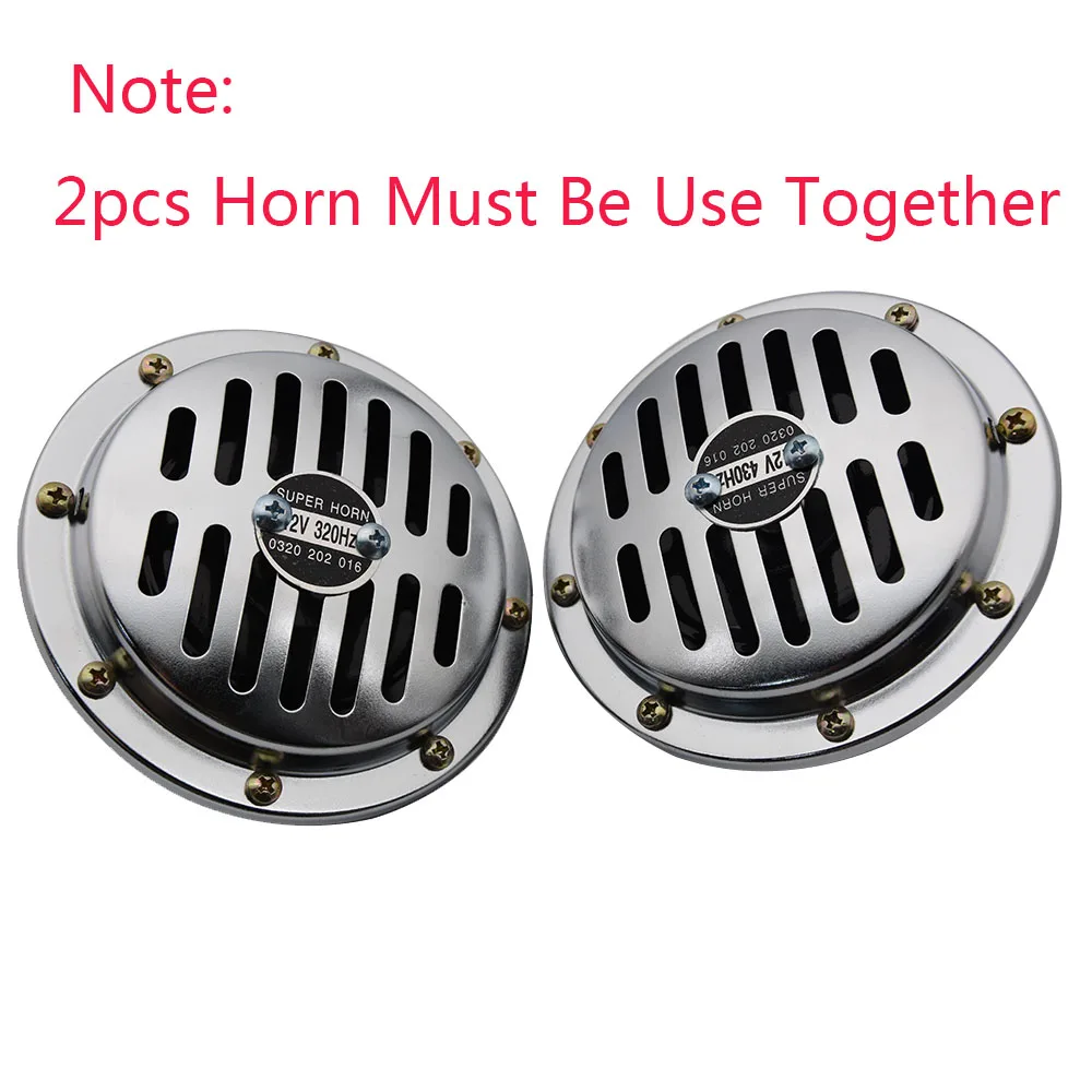 Car Air Horn Motorcycle Horn Siren 1 Pair Snail Chrome High Tone Low Tone Loud Sound Signal Speakers 12V
