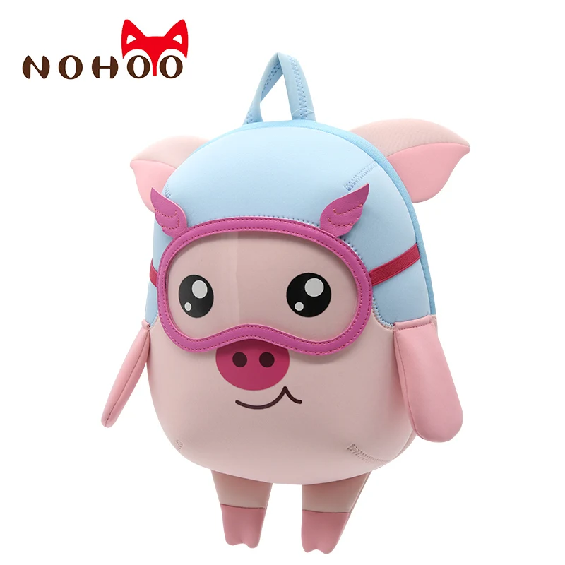 

NOHOO children's backpack 3D Cartoon Animal Neoprene Waterproof School Bag for girls 2-6 Years 2019 mini pig Toddler Kids bag