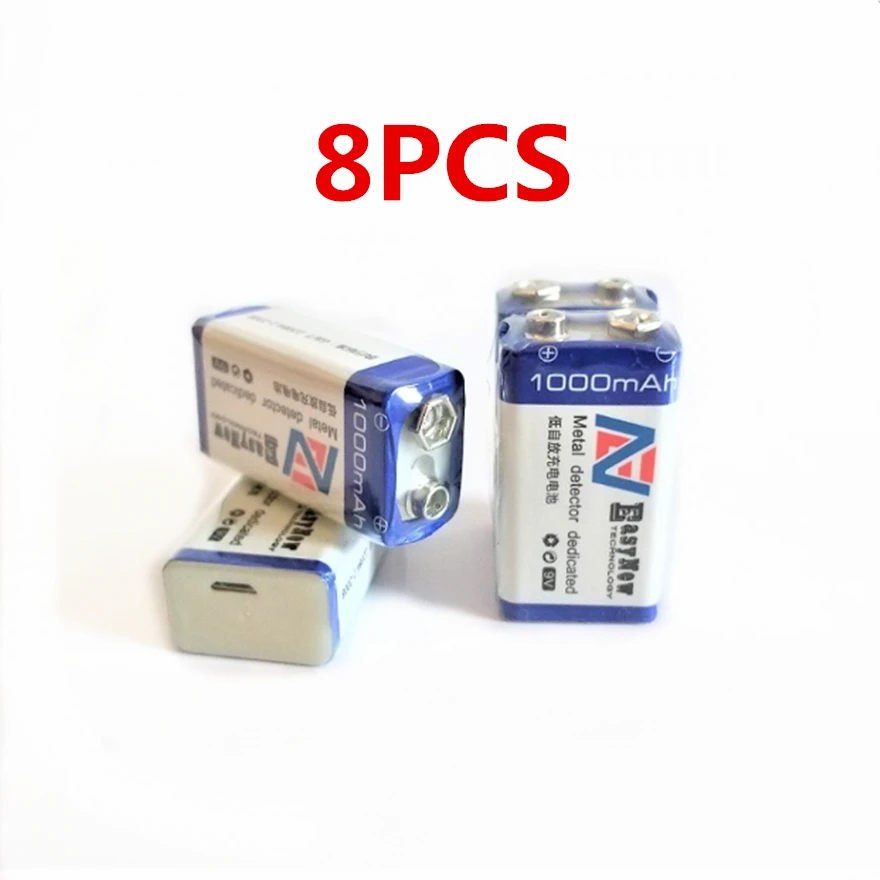 8pcs/lot 1000mAh 9V rechargeable battery 6F22 USB lithium ion battery instrument children's toy rechargeable battery