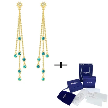 

SWA Delicate New LAST SUMMER Pierced Earrings Shiny Suspended Element Diamond Crystal Earrings Romantic Gift Unique Retro