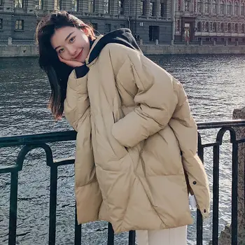 

Detachable Hooded Winter Jacke Parkas Womens Plus Size Loose Thicken Warm Coat Female Casual Bat Style Cotton Padded Jacket f141