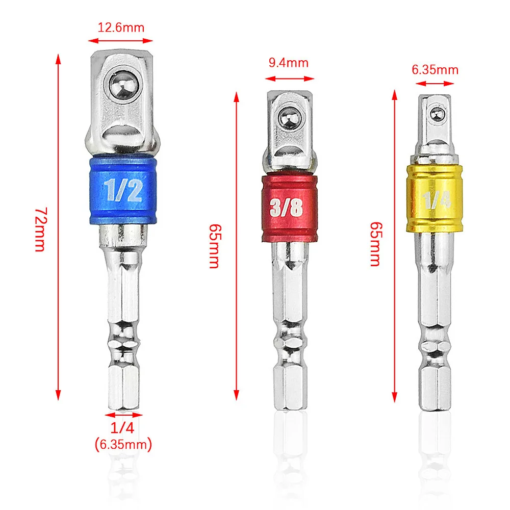 3pcs/set Car Repair Tool Wrench Socket Adapter Adapter Drill Ratchet Power Tool For Car Bicycle Mot
