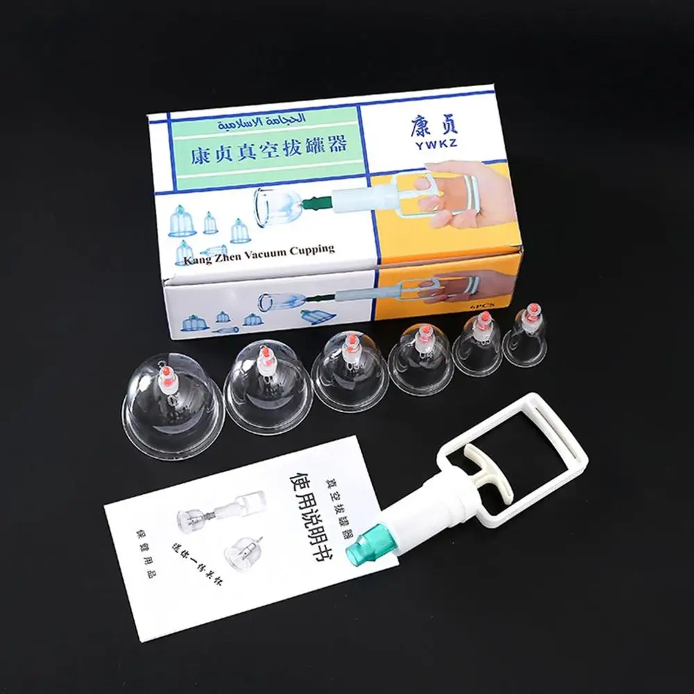 6 Cups Chinese Medical Vacuum Cupping Thicker Acupuncture Massager Suction Cup Therapy Thicken Massage Cans Kit Body Pain Relif-2