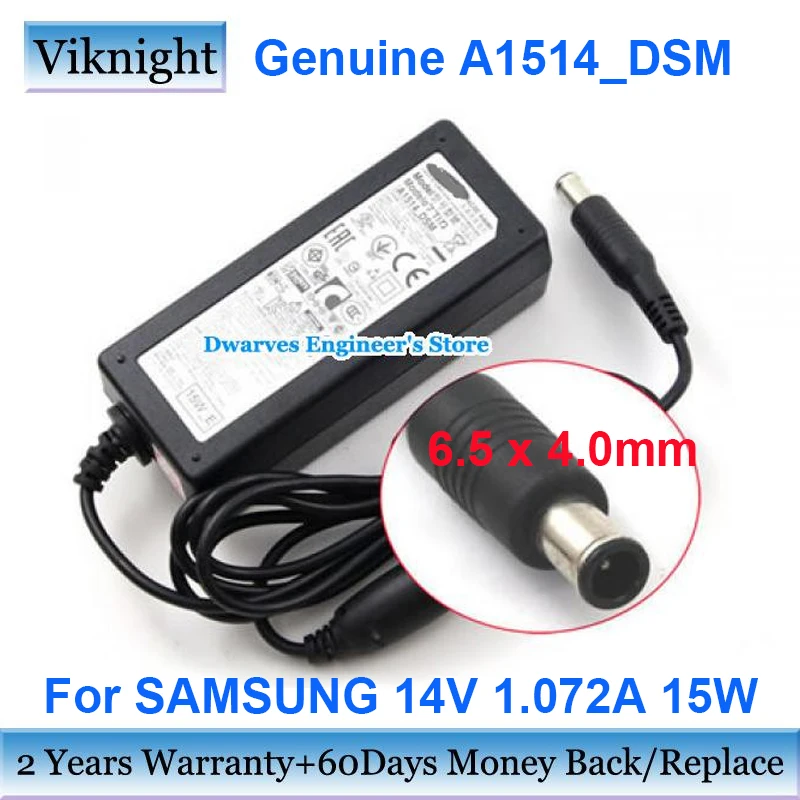 

Genuine 14V 1.072A lcd Monitor Ac Power Adapter Charger for Samsung A1514-EPN A1514_DSM S19F350HN S19A300B Monitor Power Supply