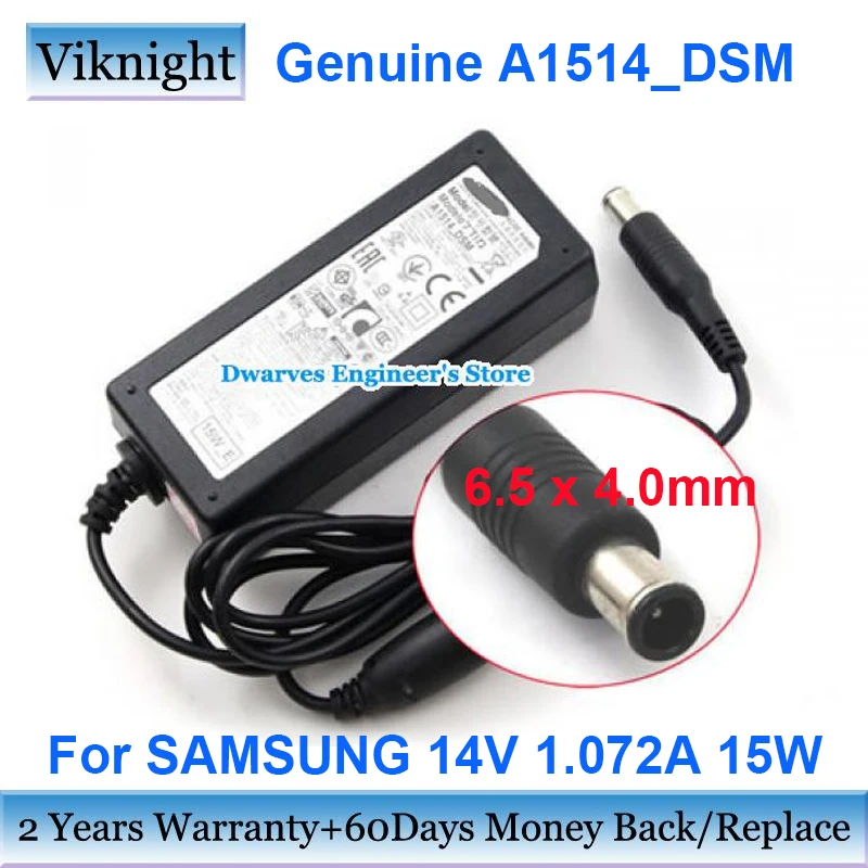 Genuine 14V 1.072A lcd Monitor Ac Power Adapter Charger for Samsung