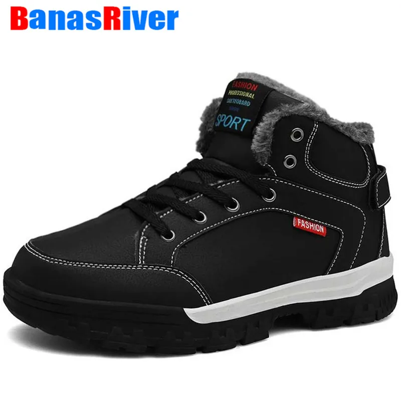 

NEW Ankle Boots Winter Warm Men's New Snow Thick Plush Fur Inside Anti Skid Bottom Warm Shoes Outdoor Walking Footwear Training