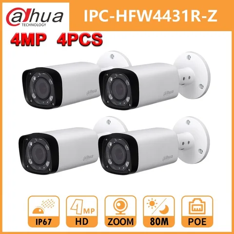 Gama de Zoom da Câmera Wdr com Russo Câmera Dahua 2.7-12mm Lente vf 60m ir Spainish 4 Pçs – Lote ip Ipc-hfw4431r-z 4mp