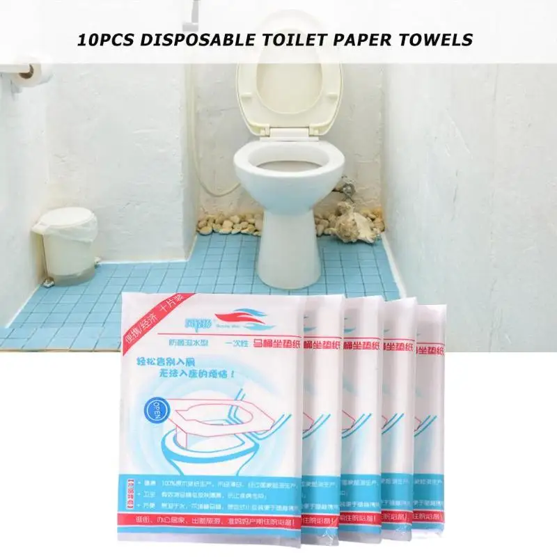10pcs Disposable Toilet Seat Cover Mat Home Travel Camping Bathroom Toilet Paper Pad Bacteria-proof Cover Bathroom Accessiories