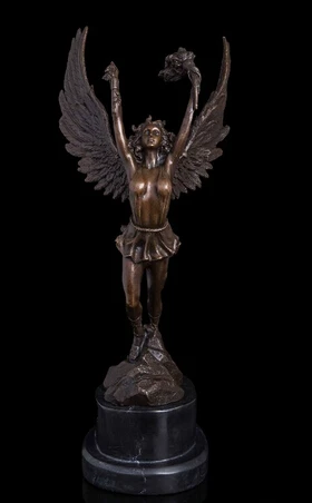 006995 Abstract Art Sculpture Bronze Copper Marble Base Victory Angel Statue Figurine (A 0319 discount 35%) | Дом и сад