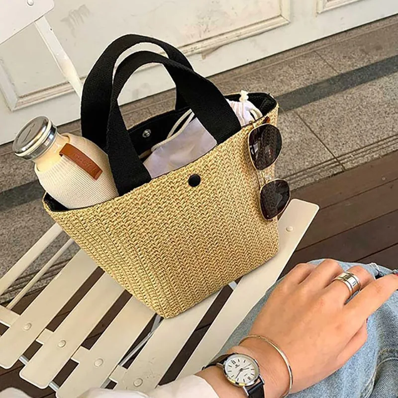 

Vintage Bohemian Straw Bag for Women Summer Large Capacity Beach Handbags Rattan Handmade Kintted Travel Bags Bolsas