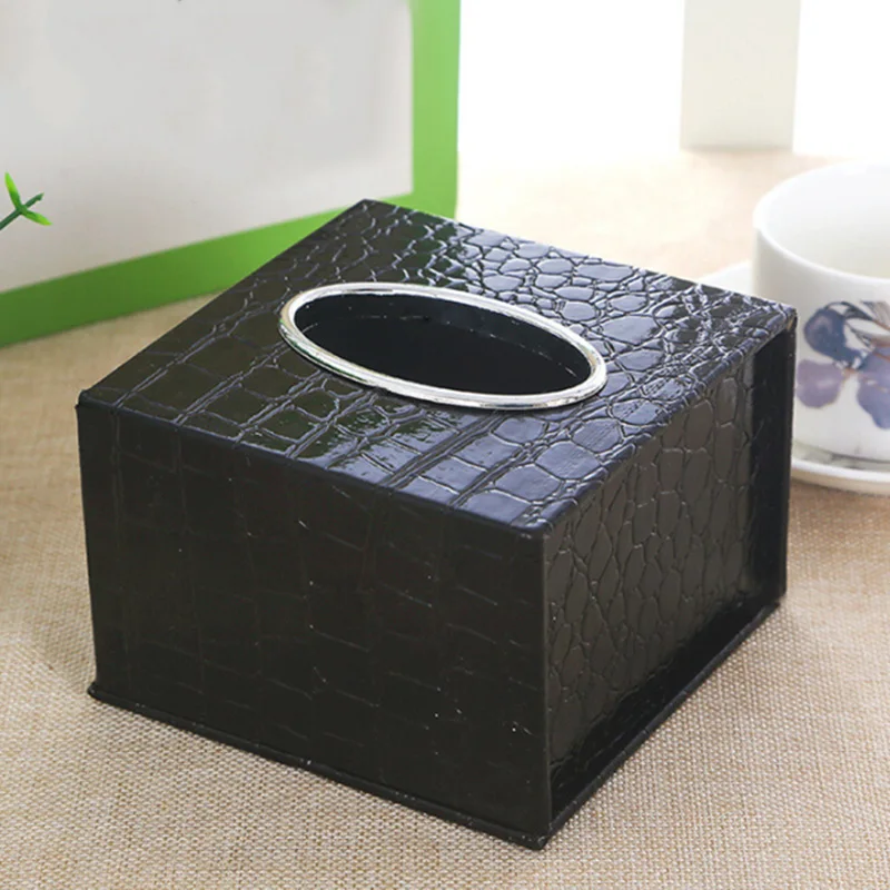 

Home Office Durable Stylish Square Tissue Holder PU Leather Waterproof Box