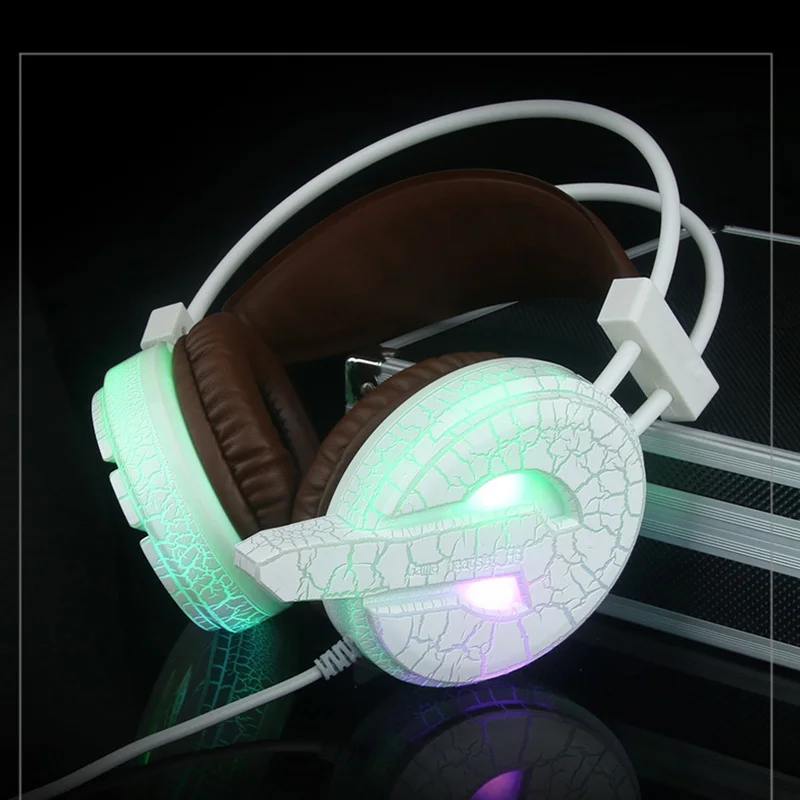 GTIPPOR проводные наушники с микрофоном компьютерный игровой трещины светодиодный светильник стерео гарнитура для PS4 ПК Xbox