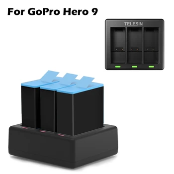 

GoPro 9 3-way Battery Charger Smart Fast Charging Box With LED Light Type C Data Cable For GoPro Hero 9 Sport Camera Accessories