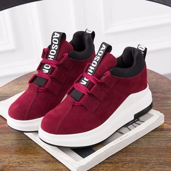 

Women Platform Shoes Fashion Sneakers Height Increasing Woman Casual Loafers Comfortable Soft Bottom New Student Skateboarding