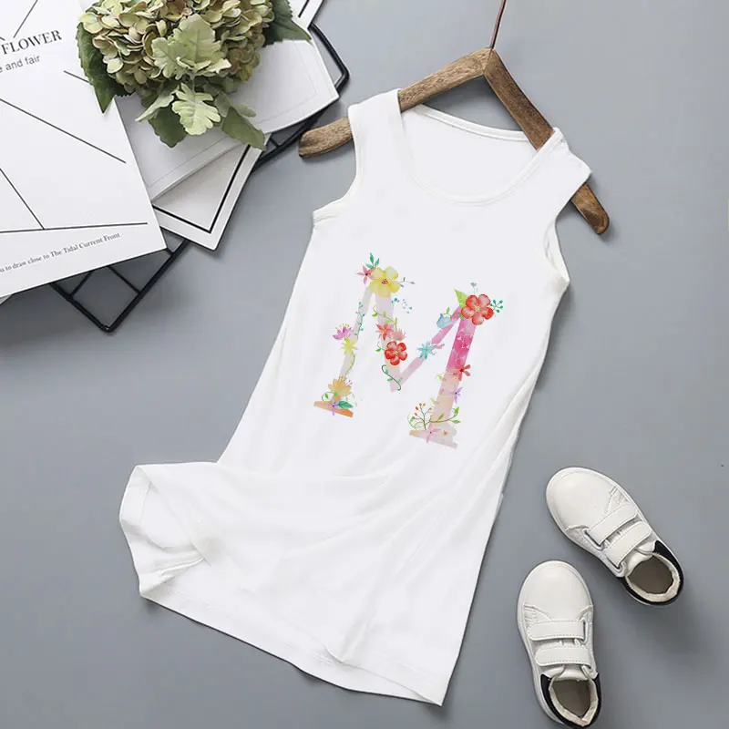 baby doll sleepwear 2021 Baby Girl Dresses Summer 21 Letters Girls Dress Kids Sleeveless Cute Birthday Party Vestidos Kids Clothes Sundress Novelty cool baby nightgown