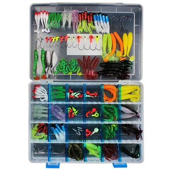 

146 Pcs Soft Lure Set Sea Fishing Tackle Fishing Lure Silicone Bait Soft Worm Shrimp Carp Fishing Accessories