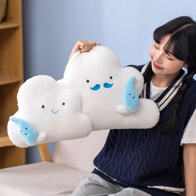 Cartoon Sun Moon Raindrop Throw Pillows Cushion Kawaii Pillow Cloud Creative Happiness Cloud Family Plush Toy Sofa Home Decor 6