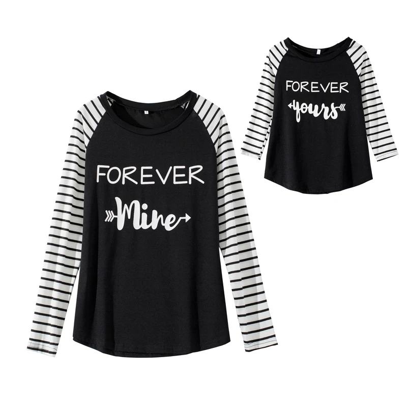 Одежда для мамы и дочки; одинаковая футболка для семьи; футболка с длинными рукавами для мамы и дочки; рубашка блузка Топы; хлопковая одежда