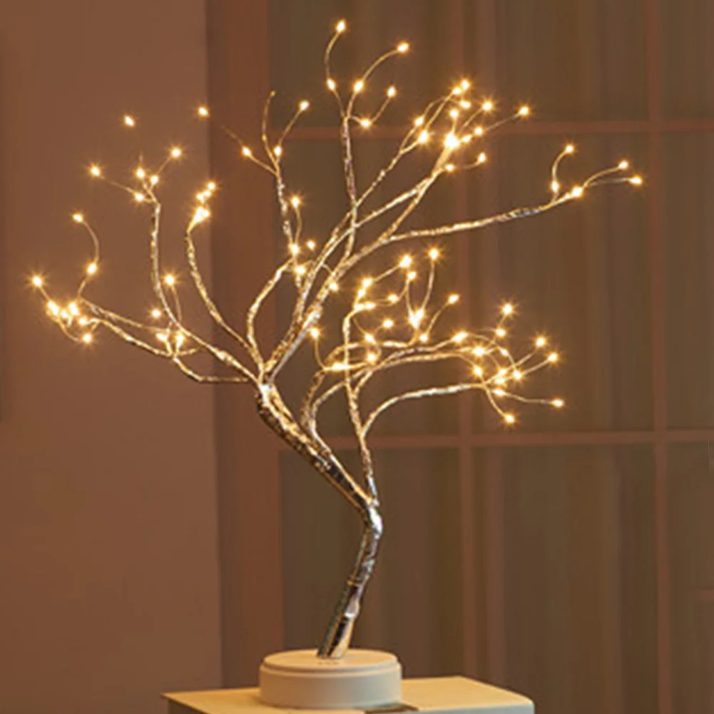 DIY Bonsai Style Led Light Night Light USB Charging Firework Home Decoration Brightness Holiday 36leds 108leds Party Tree Shape