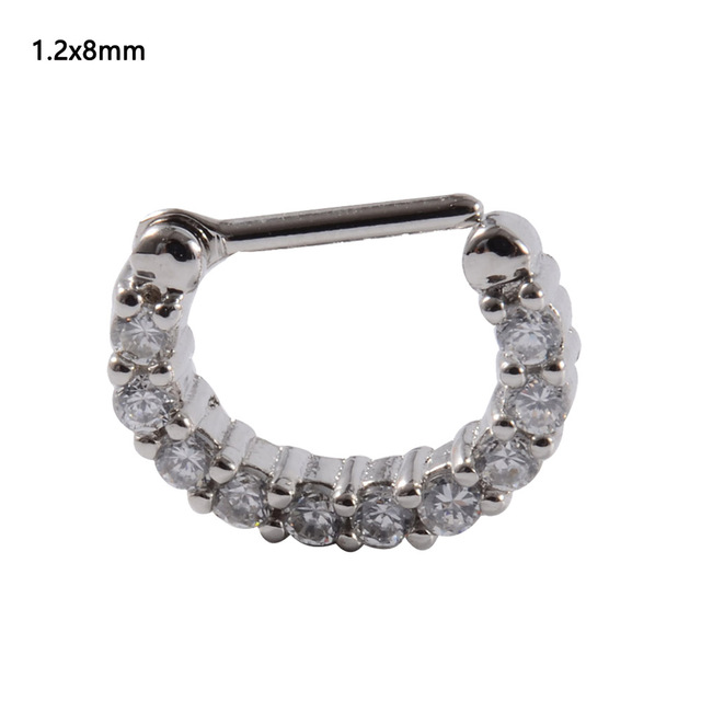 Stainless Steel Septum Clicker Hoop Ring Zircon Nose Ring  Ear Tragus Cartilage Daith Helix Earring Body Piercing Jewelry