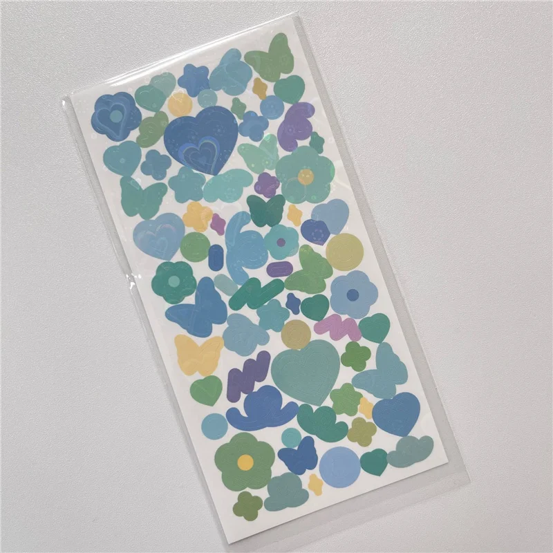 1Pc Ins Color Love Butterfly Laser Stickers Sticker Kawaii DIY Scrapbooking Chase Card Decoration Stickers Stationary Supplies