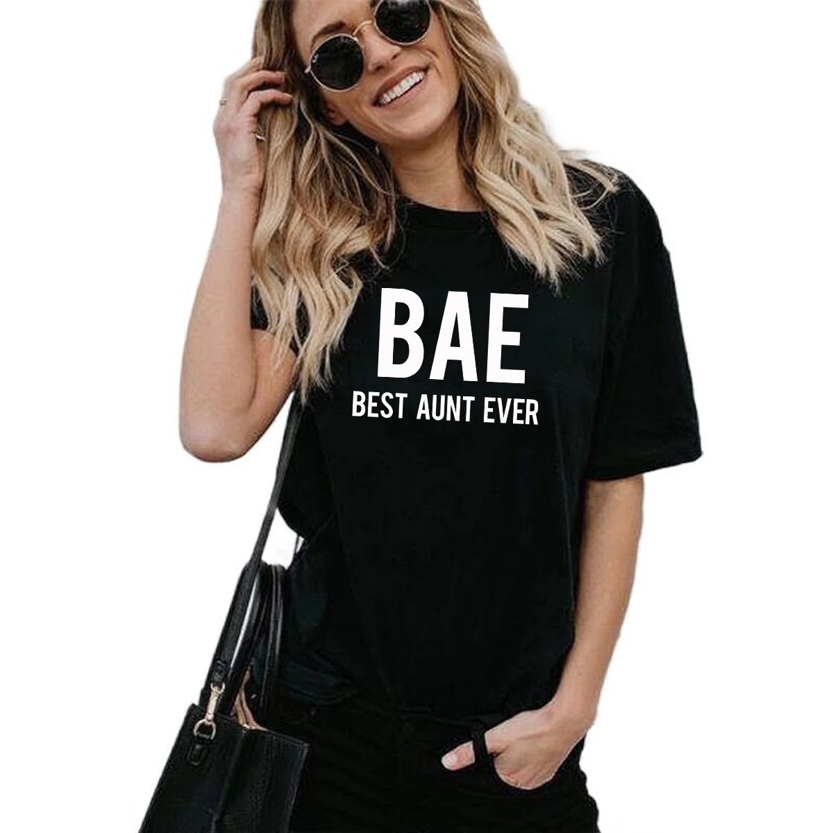 

Funny BAE best aunt ever Shirt Auntie casual cotton T Shirt Bae Aunt Tee New Aunt summer tops hipster gift for aunt