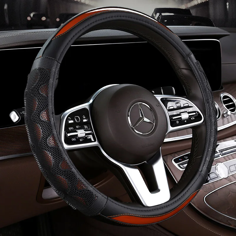 1 pc 3D сотовый Чехол для рулевого колеса автомобиля 38 см сообщение искусственная кожа авто рулевое покрытие чехол дышащие аксессуары для интерьера - Название цвета: 1 pc