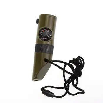 

7 In 1 Military Survival Whistle Multi-function Emergency Life Saving Tool Camping Hiking Accessory flashlight Compass