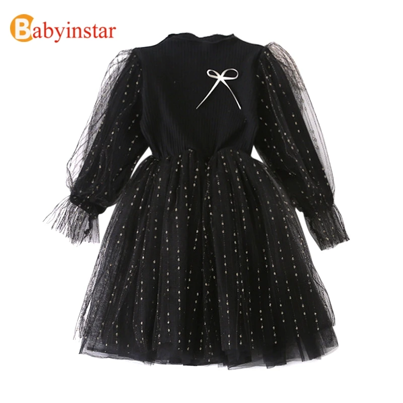Babyinstar/изысканные платья принцессы с длинными рукавами для дня рождения для девочек; детский модный костюм; Детские платья для девочек