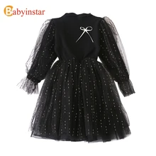 Babyinstar/изысканные платья принцессы с длинными рукавами для дня рождения для девочек; детский модный костюм; Детские платья для девочек