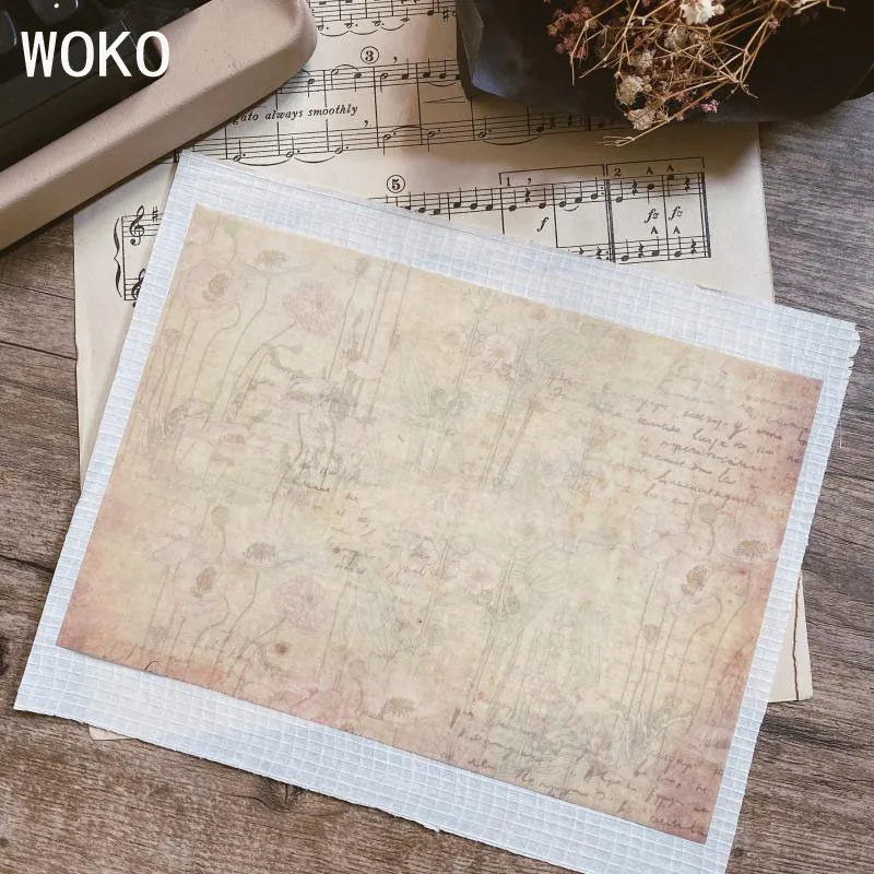 WOKO, 6 листов, Ретро стиль, крафт-бумага, красивая Васи бумага, мечта, акварель, цветок, задний план, бумага, деко, наклейка, сделай сам, пуленепробиваемый журнал