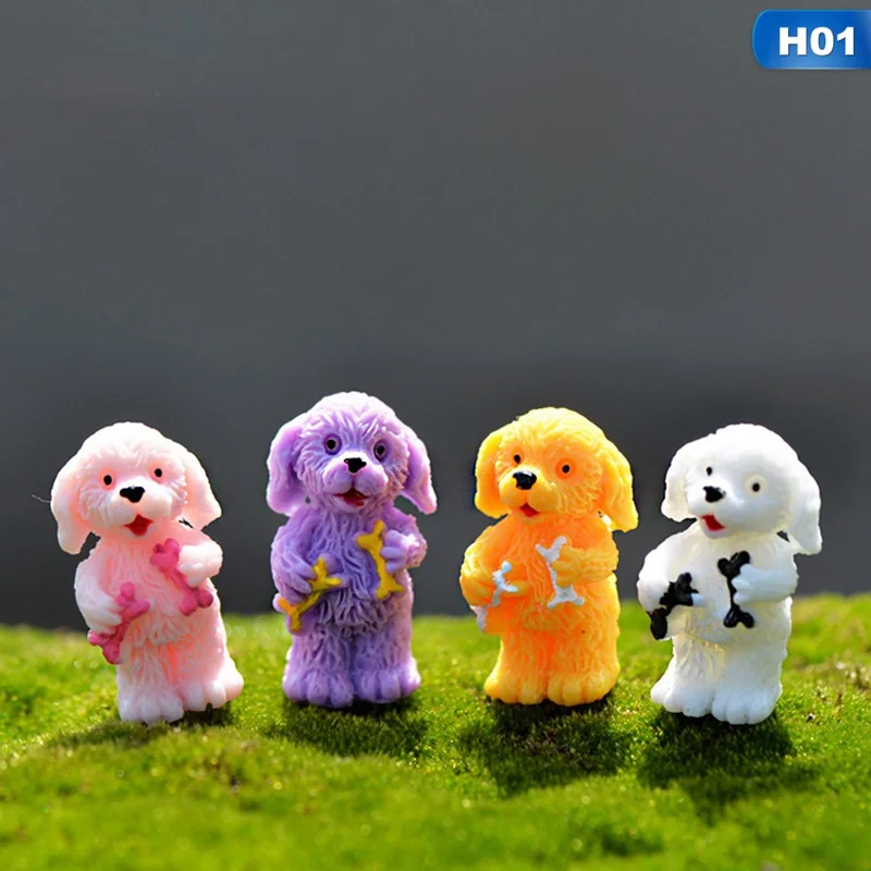 Миниатюрная фигурка плюшевой собаки, милые Мультяшные фигурки, модели животных, игрушки для домашних животных, аксессуары для DIY, кукольный дом, игрушка, украшение - Цвет: HG25765H01