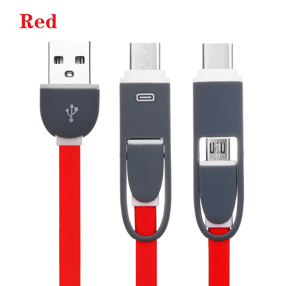 Red USB 3,1 type-C к Micro USB конвертер 2 в 1 зарядный шнур USB адаптер линия передачи данных телефон зарядное устройство кабель аксессуары для смартфонов - Цвет: Red