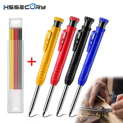 Conjunto de lápis de carpinteiro sólido com 6 recarga built in apontador buraco profundo lápis mecânico carpintaria ferramentas scriber