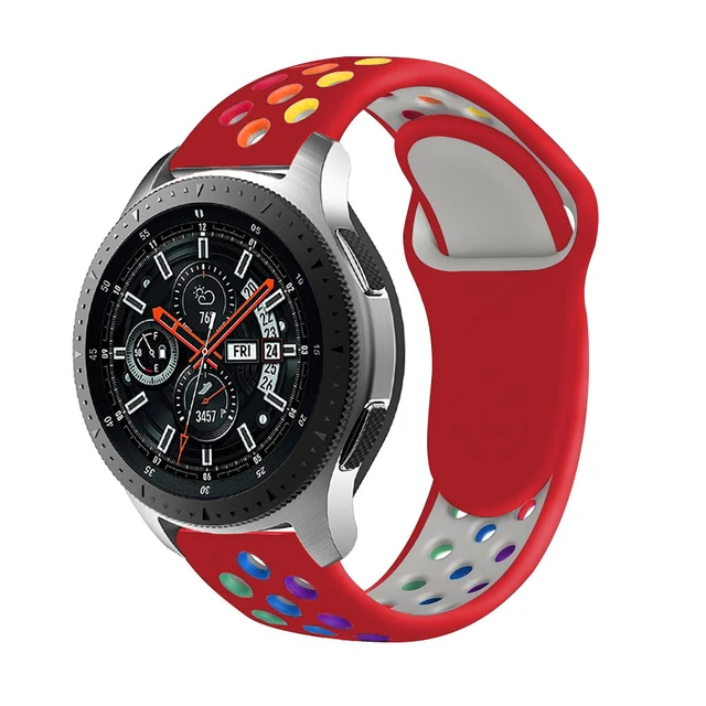 20mm/22mm Strap for Samsung Galaxy Watch 4/3/46mm/42mm/Active 2/Gear S3 Frontier Silicone Bracelet Huawei Watch GT/2/2e/Pro Band Red Rainbow 10