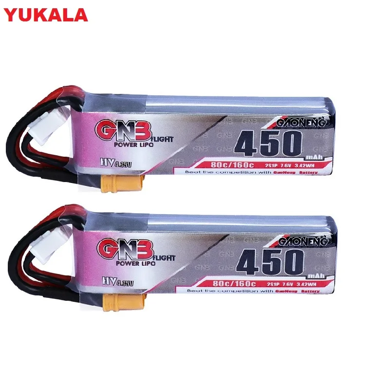 2pcs 7.6V 450mAh 2S 80C/160C Slender LiHV battery with XT30 Plug for iFlight CineBee Cine Whoop BetaFPV FPV Racing drone | Игрушки и