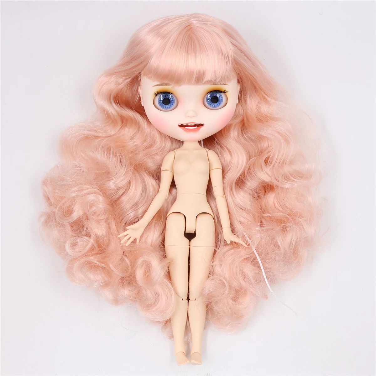 Neo Blythe Doll with Pink Hair, White Skin, Matte Smiling Face & Custom Jointed Body 1