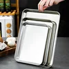 Rectangle Thicken Stainless Steel Food Storage Tray Steamed Sausage  Plates Fruit Baking Pastry Pans Kitchen Bread Loaf Dishes 4