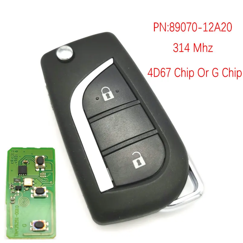 Автомобильный Дистанционный ключ Datong World для Toyota PN 89070 12A20 с чипом 4D67 или G 314 МГц