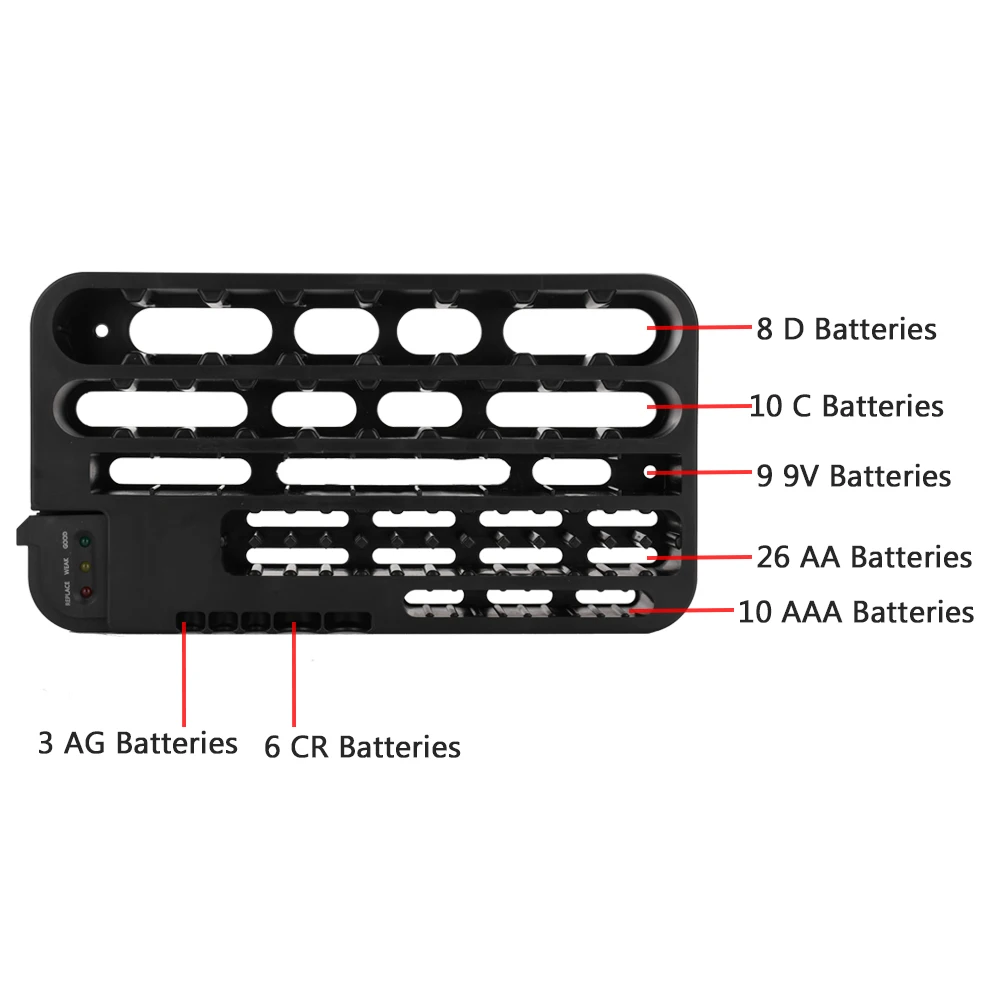 Органайзер для аккумуляторов, портативная коробочка для хранения, держатель тестера, набор для проверки AA AAA 9V C D батареи