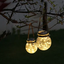 2 шт. светодиодное садовое освещение трещины пейзаж Наружное освещение декоративные солнечные вечерние Висячие патио атмосфера стеклянная банка фея