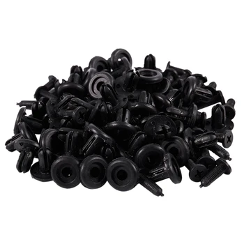 

50pcs 7mm Hole Black Push-Type Retainer Fasteners Clips Plastic Rivet