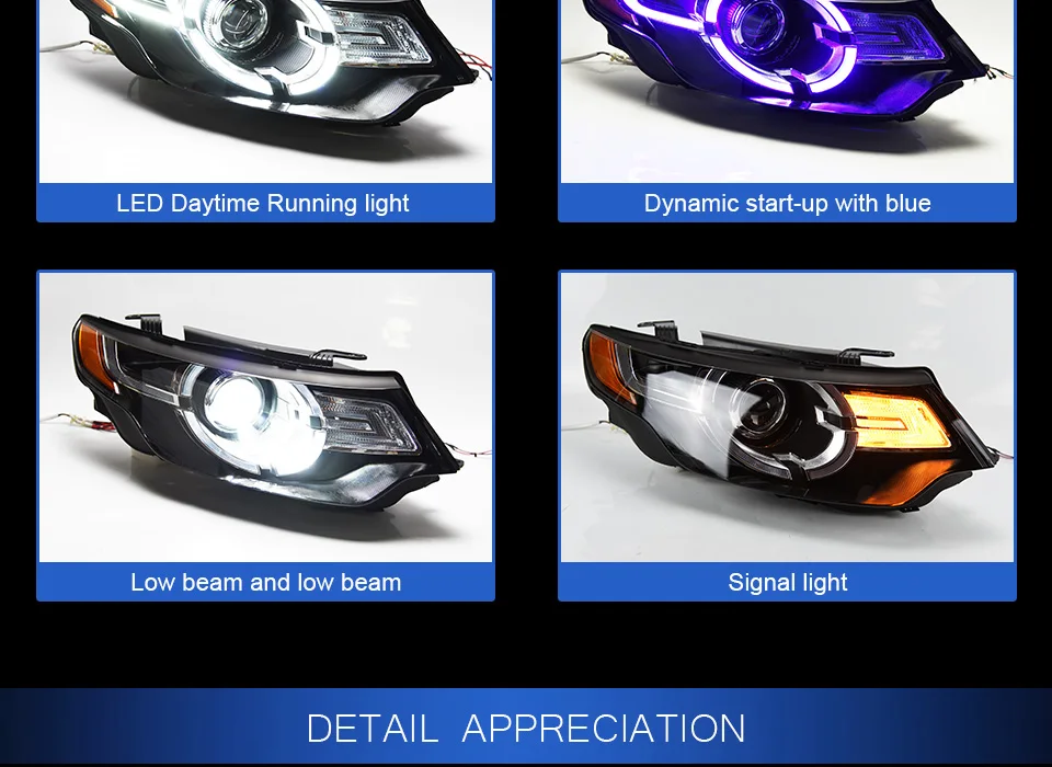 Светодиодные фары для автомобиля Discovery, Freelander 16-19 DRL Габаритные огни налобный фонарь светодиодный Bi Xenon лампы Противотуманные фары, аксессуары для автомобиля