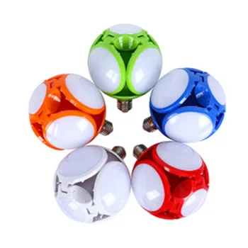 

LED Garage Lights Folding Football Bulbs Deformable Night Light Ceiling Lamp With 4 Adjustable Panels LED Bulb