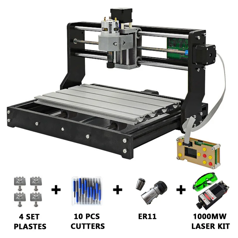 1W laser CNC 3018 Pro GRBL Diy мини лазерный станок с автономным контроллером 3 оси pcb фрезерный лазерный машинный деревянный роутер лазерная гравировка - Color: 1W laser