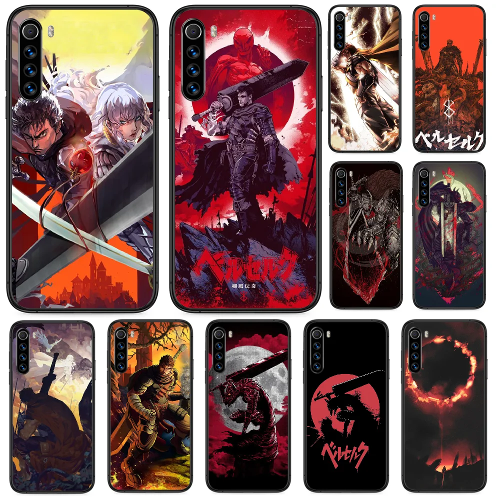 Чехол berserk для телефона Xiaomi Redmi Note 4A 4X 5 6 6A 7 7A 8 8A 4 5A 8T Plus Pro черный водонепроницаемый