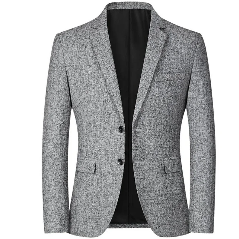 Men Blazer Casual 2021 Spring Autumn Grey Black Blue Business Handsome Suits Fashion Slim Brand Men's Jacket Tops | Мужская одежда