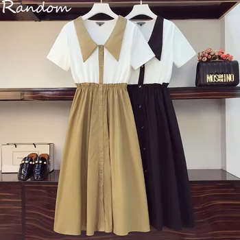 

Women Vintage 90S Elegant Patchwork Party Dress Female Plus Size 4XL Bodycon A Line Shirt Dress 2020 Sunmer Office Big Cloth