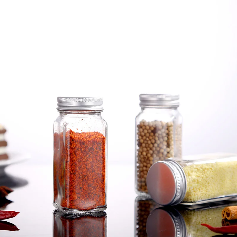 12/24pcs Seasoning Box Salt And Pepper Glass Spice Jars Set Lid Pot Condiment Seasoning Bottle Shakers Kitchen Storage Supplies