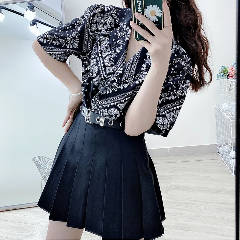 brown skirt High Waist Solid Pleated Skirts Woman Harajuku Belt Chic A-Line Skirt Woman's Retro Simple Black Mini Skirt Women Summer 2021 silk skirt